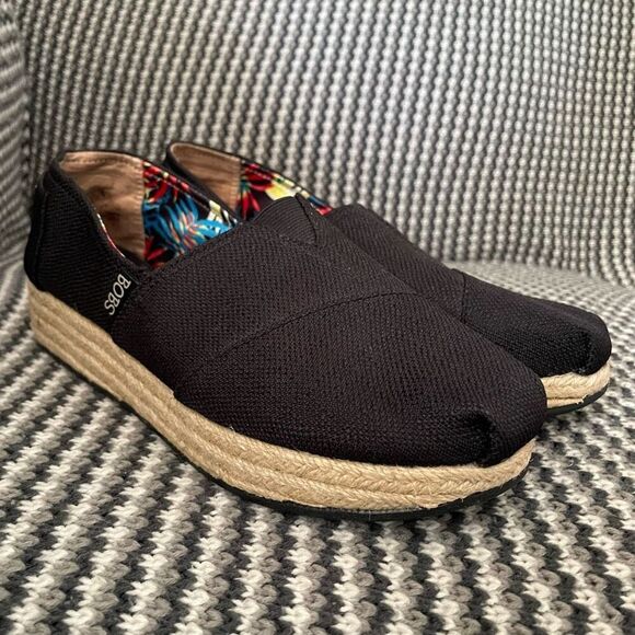 BOBS by Skechers black wedge espadrille women’s shoe size 9 - Picture 2 of 16